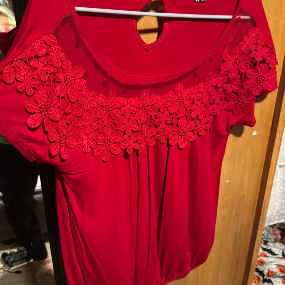 Red blouse with pretty design